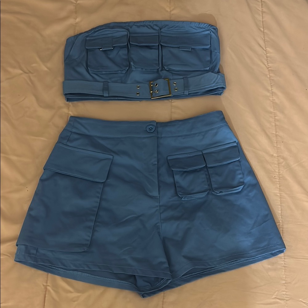 Blue Women's Shorts Set